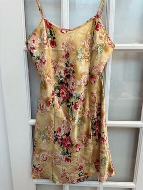 Vintage Sophia By Delicates Floral Satin Slip Intimate Camisole Nightgown Size S